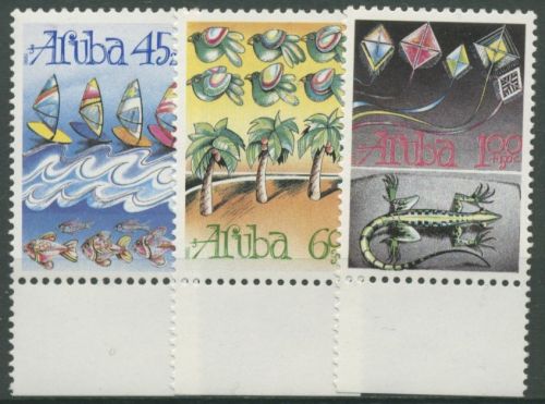 Aruba 1990 Jugendwohlfahrt Tiere Fische Vögel Eidechse 83/85 postfrisch