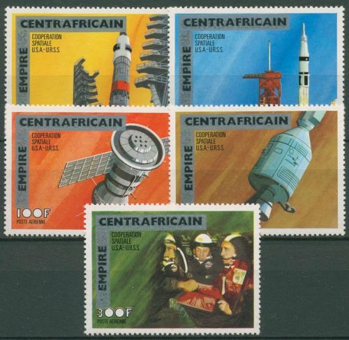 Zentralafrikanische Republik 1977 Raumfahrt 5 Werte aus 464/483 postfrisch