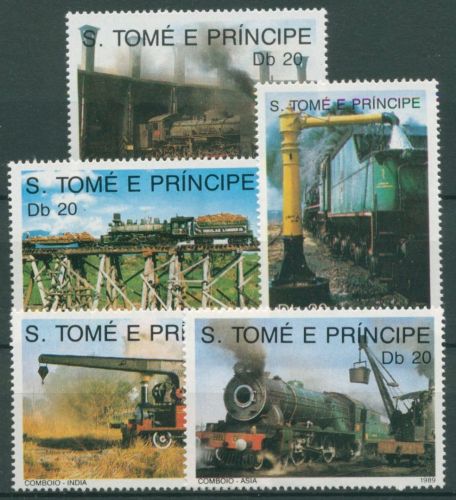 Sao Tomé und Príncipe 1989 Eisenbahn Lokomotiven 1136/40 postfrisch