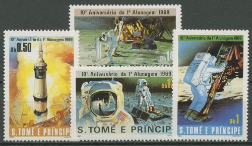 Sao Tomé und Príncipe 1980 10 J. Erste Mondlandung 646/49 postfrisch