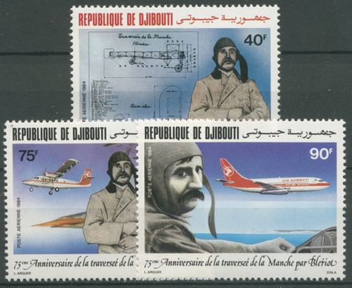 Dschibuti 1984 Erster Flug über den Ärmelkanal Louis Blériot 413/15 postfrisch