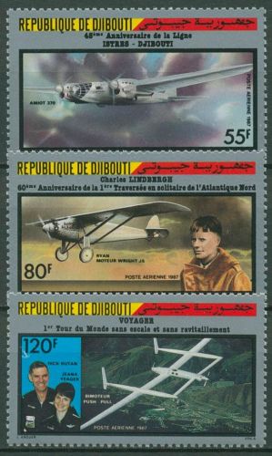 Dschibuti 1987 Jahrestage der Fliegerei Flugzeug 482/84 postfrisch