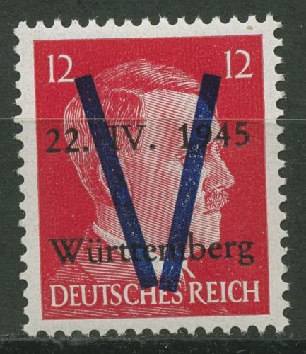 Saulgau (Württemberg) 1945 Freimarke mit Aufdruck V postfrisch