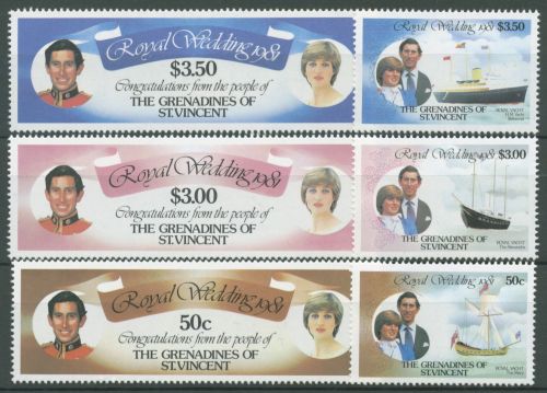 St. Vincent-Grenadinen 1981 Hochzeit Diana & Prinz Charles 212/17 postfrisch