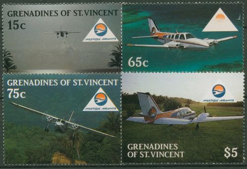 St. Vincent-Grenadinen 1988 Flugzeuge Mustique Airways 582/85 postfrisch