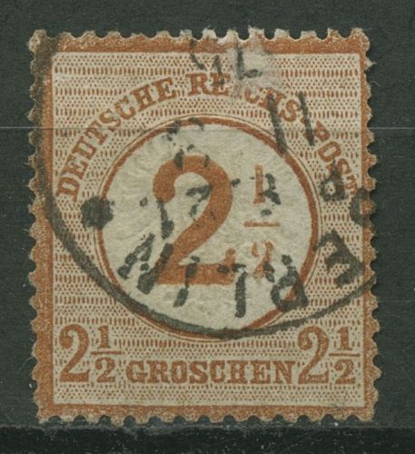 Deutsches Reich 1874 Adler mit Aufdruck 29 gestempelt, Zahnfehler