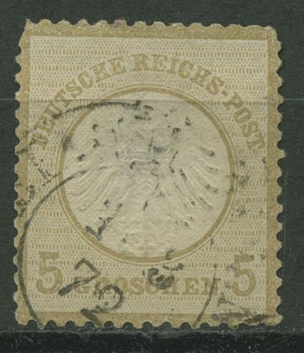 Deutsches Reich 1872 Adler mit kl. Brustschild 6 gestempelt, dünne Stelle