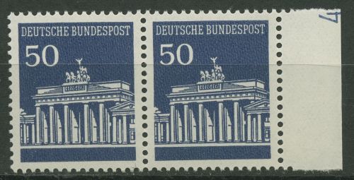 Bund 1966 Brandenburger Tor mit Druckerzeichen 509 DZ 4 Paar postfrisch