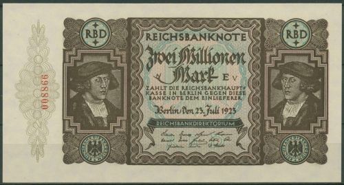 Dt. Reich 2 Millionen Mark 1923, DEU-101a, kassenfrisch (K1716)