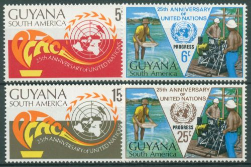Guyana 1970 25 Jahre Vereinte Nationen UNO Goldwäscher 376/79 postfrisch
