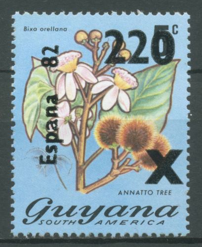 Guyana 1981 Fußball-WM Spanien Blumen MiNr.632 mit Aufdruck 680 postfrisch