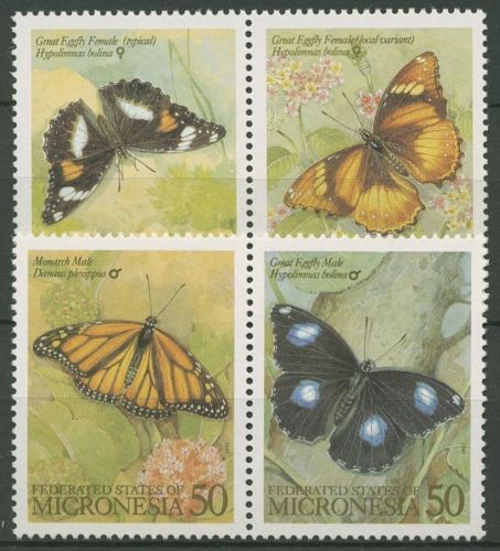 Mikronesien 1993 Schmetterlinge 313/16 ZD postfrisch