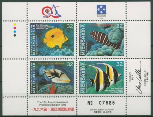 Mikronesien 1996 TAIPEI '96 Fische 522/25 K postfrisch (C72872)