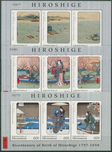 Mikronesien 1997 200. Geb. von Ando Hiroshige 554/62 K postfrisch (C74223)