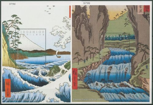 Mikronesien 1997 Gemälde von Ando Hiroshige Block 23/24 postfrisch (C40955)