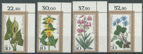 Bund 1978 Wohlfahrt: Waldblumen 982/85 Ecke 2 oben rechts postfrisch (E463)