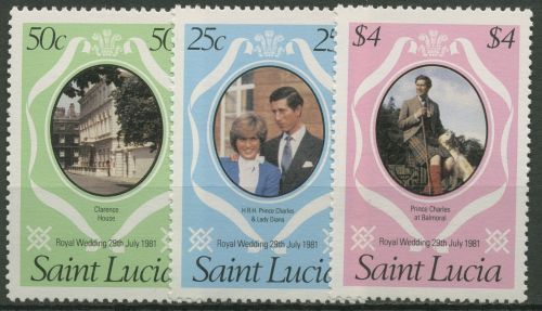 St. Lucia 1981 Hochzeit von Prinz Charles und Lady Diana 543/45 postfrisch