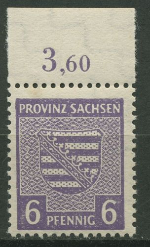 SBZ Provinz Sachsen 1945 Provinzwappen 76 Y a Oberrand postfrisch