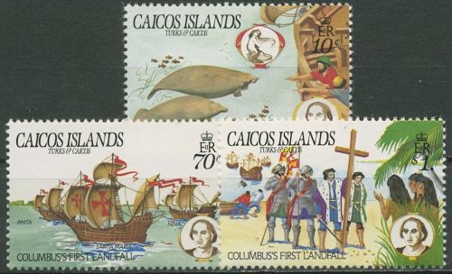 Turks- und Caicos-Inseln/Caicos-Inseln 1984 C.Kolumbus Amerika 52/54 postfrisch