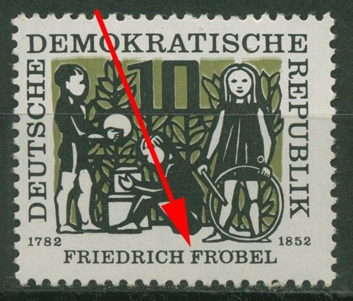 DDR 1957 175 Geb. von Friedrich Fröbel mit Plattenfehler 564 F 8 postfrisch