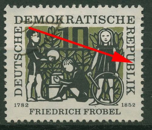 DDR 1957 175 Geb. von Friedrich Fröbel mit Plattenfehler 564 F 9 gestempelt