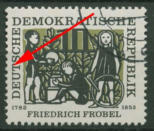 DDR 1957 175 Geb. von Friedrich Fröbel mit Plattenfehler 564 F 46 gestempelt