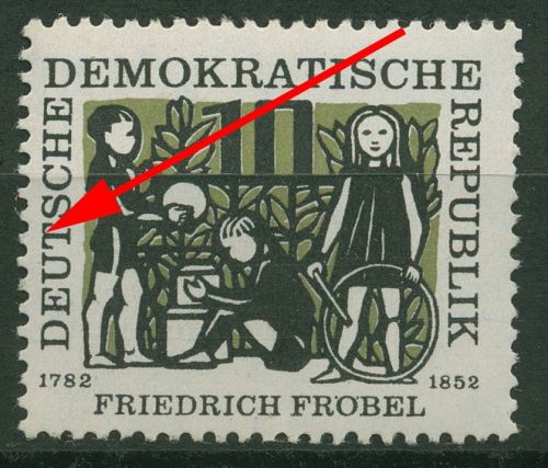 DDR 1957 175 Geb. von Friedrich Fröbel mit Plattenfehler 564 F 46 mit Falz