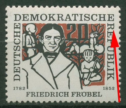 DDR 1957 175 Geb. von Friedrich Fröbel mit Plattenfehler 565 F 21 postfrisch