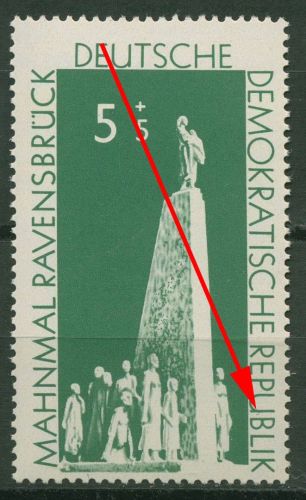 DDR 1957 Aufbau nationaler Gedenkstätten mit Plattenfehler 566 F 9 postfrisch