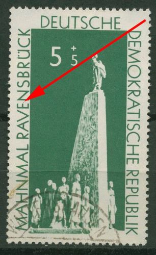 DDR 1957 Aufbau nationaler Gedenkstätten mit Plattenfehler 566 F 20 gestempelt