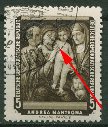 DDR 1957 Dresdner Gemäldegalerie mit Plattenfehler 586 F 18 mit Sonderstempel