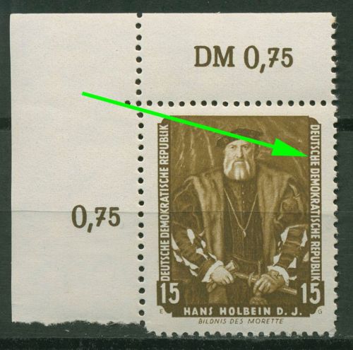 DDR 1957 Dresdner Gemäldegalerie Plattenfehler 588 F 1 postfrisch, Zahnfehler