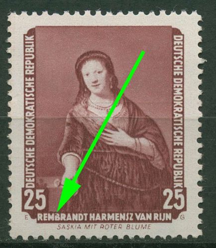 DDR 1957 Dresdner Gemäldegalerie mit Plattenfehler 590 F 48 postfrisch
