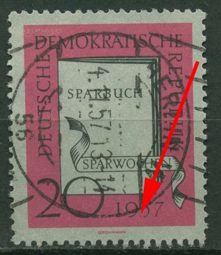 DDR 1957 Sparwochen mit Plattenfehler 599 F 43 gestempelt