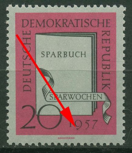 DDR 1957 Sparwochen mit Plattenfehler 599 F 44 postfrisch