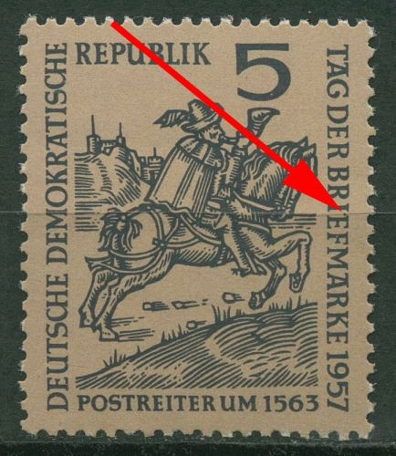 DDR 1957 Tag der Briefmarke mit Plattenfehler 600 F 43 postfrisch