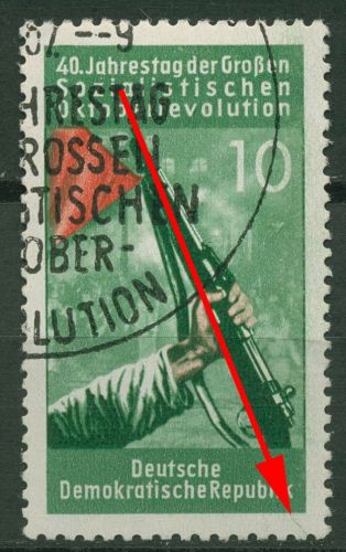 DDR 1957 Oktoberrevolution mit Plattenfehler 601 F 22 mit Sonderstempel