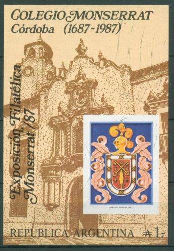 Argentinien 1987 Kolleg Monserrat Wappen Block 35 gestempelt (C63388)