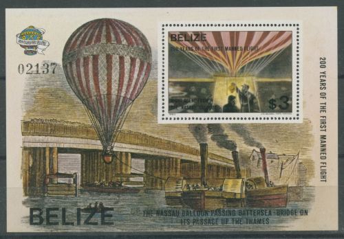 Belize 1983 200 Jahre Luftfahrt Block 58 postfrisch (C22518)