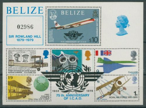 Belize 1979 Rowland Hill Flugzeuge Block 9 postfrisch (C22502)