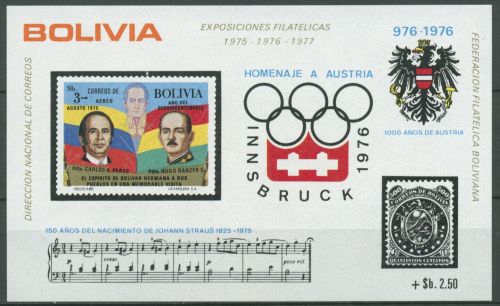 Bolivien 1975 Olympia Winterspiele Innsbruck Block 56 postfrisch (C63400)