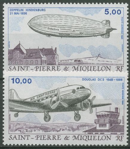 Saint-Pierre et Miquelon 1988 Luftschiff Hindenburg, Douglas 559/60 postfrisch