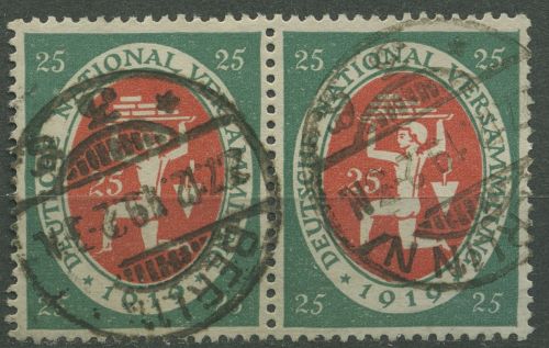 Dt. Reich 1919 Eröffnung Nationalversammlung 109 waagerechtes Paar gestempelt