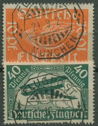 Deutsches Reich 1919 Flugpostmarken 111/12 mit Flugpost-Stempel