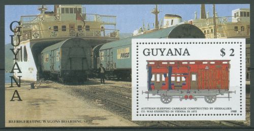 Guyana 1989 Eisenbahn Schlafwagen Block 33 postfrisch (C63410)