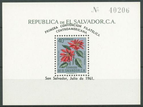 El Salvador 1961 Philatelistenkongress Weihnachtsstern Block 8 postfri.(C63422)