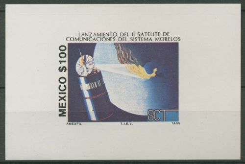 Mexiko 1985 Raumfahrt Fernmeldesatellit Block 32 postfrisch (C13010)