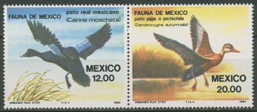Mexiko 1984 Tiere Vögel Enten Zusammendruck 1893/94 ZD postfrisch (C13002)