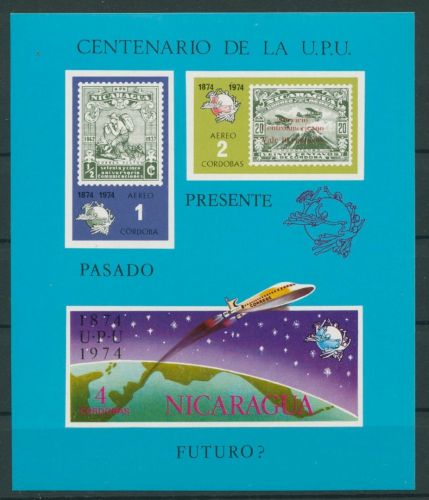 Nicaragua 1974 100 Jahre Weltpostverein UPU Block 81 II postfrisch (C22423)