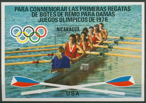 Nicaragua 1976 Olympia Montreal Goldmedaille Rudern Block 94 postfrisch (C94376)